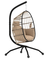 Black Egg Chair Woven Design and Steel Frame