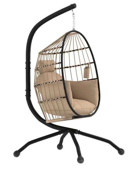 Black Egg Chair Woven Design and Steel Frame