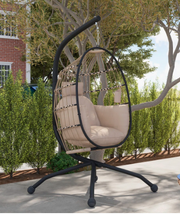 Black Egg Chair Woven Design and Steel Frame