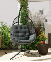 Dark Grey Hanging Egg Chair for Indoor and Outdoor Relaxation