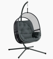 Dark Grey Hanging Egg Chair for Indoor and Outdoor Relaxation