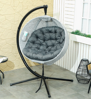 Outdoor Egg Chair Grey With Stand