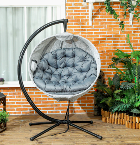 Outdoor Egg Chair Grey With Stand