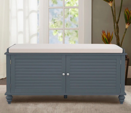 White Ottoman With Storage Bench 120cm for Living Room and Bedroom