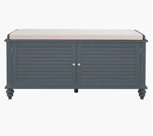 White Ottoman With Storage Bench 120cm for Living Room and Bedroom