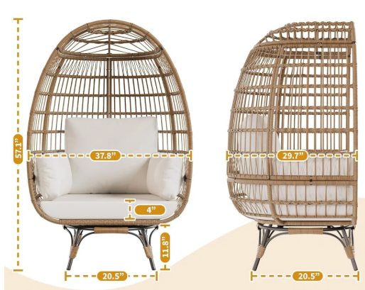 Egg Chair – Oversized 360° Swivel Wicker Lounge Chair