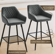 Set of 3 68cm Upholstered Armrest Bar Stools