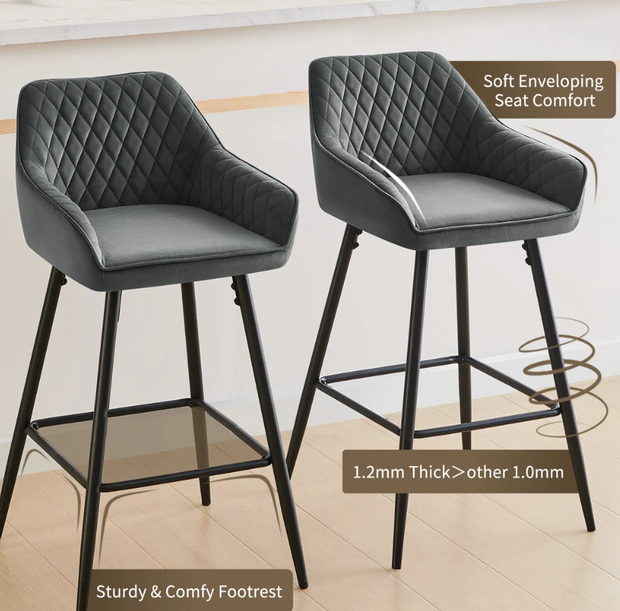 Set of 3 68cm Upholstered Armrest Bar Stools