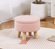 Teddy Fabric Ottoman with Hidden Storage – Multifunctional Footrest