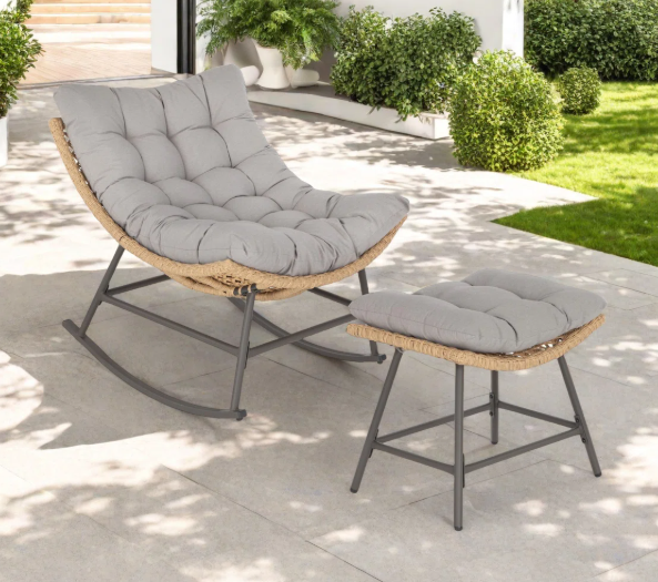 Outdoor Rocking Chair – Egg-Shaped Outdoor Chair with Cushion