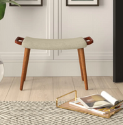 Ash Wood Frame, Vibrant Upholstered Footstool