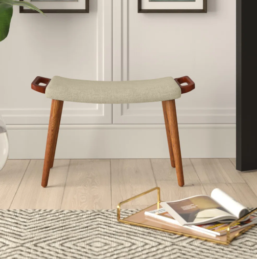 Ash Wood Frame, Vibrant Upholstered Footstool