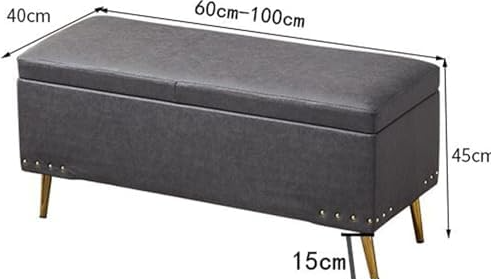 Faux Leather Ottoman Bench with Hidden Storage – Upholstered Flip-Top Footstool