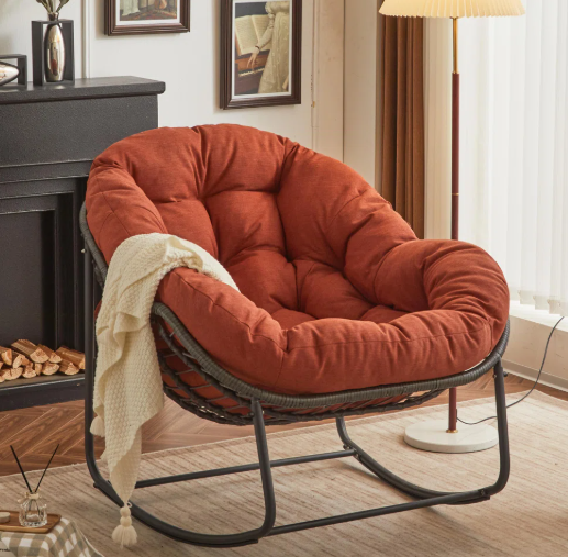 Modern Rocking Chair – Ergonomic Egg-Shaped Papasan Chair