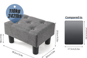 Small Footstool Ottoman – Solid Wood Frame, Comfortable Linen Padded Seat