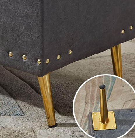 Faux Leather Ottoman Bench with Hidden Storage – Upholstered Flip-Top Footstool