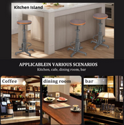 Industrial Adjustable Bar Stool – Rustic Metal Frame with Pine Wood Seat