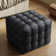 Square Leather Ottoman – Genuine Leather Quilted Footrest