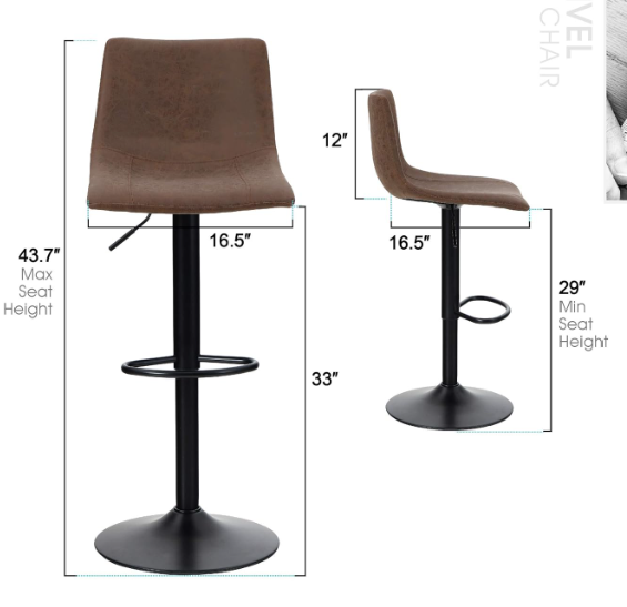 Bar Stools Set of 2 – Adjustable Counter Height Kitchen Stools