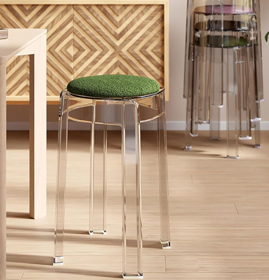 Crystal Acrylic Stool – Stackable Waterproof Seating