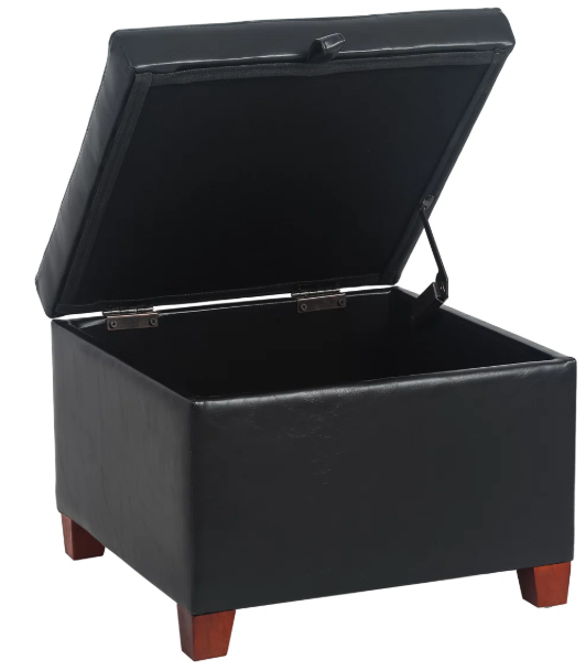 Square Storage Ottoman – Faux Leather Tufted Upholstered footstools