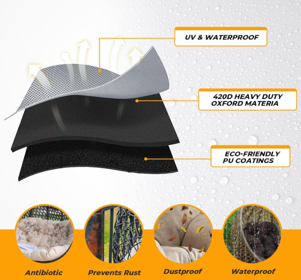 Egg Swing Chair Cover Waterproof-Outdoor Double Cocoon Seat