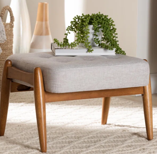 Japandi Style Upholstered Ottoman Footstool