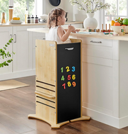 Dual-Sided Magnetic Chalkboard Panels FunPod Learning Tower for Kids