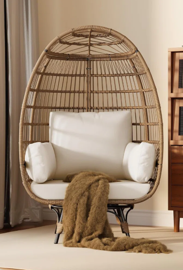 Egg Chair – Oversized 360° Swivel Wicker Lounge Chair