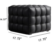 Square Leather Ottoman – Genuine Leather Quilted Footrest