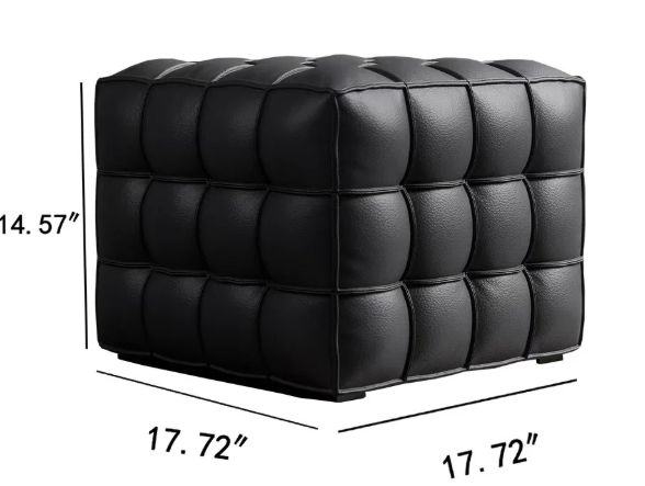 Square Leather Ottoman – Genuine Leather Quilted Footrest