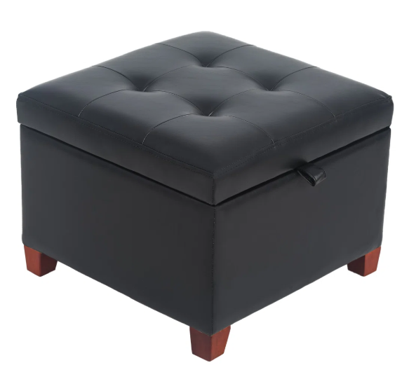 Square Storage Ottoman – Faux Leather Tufted Upholstered footstools