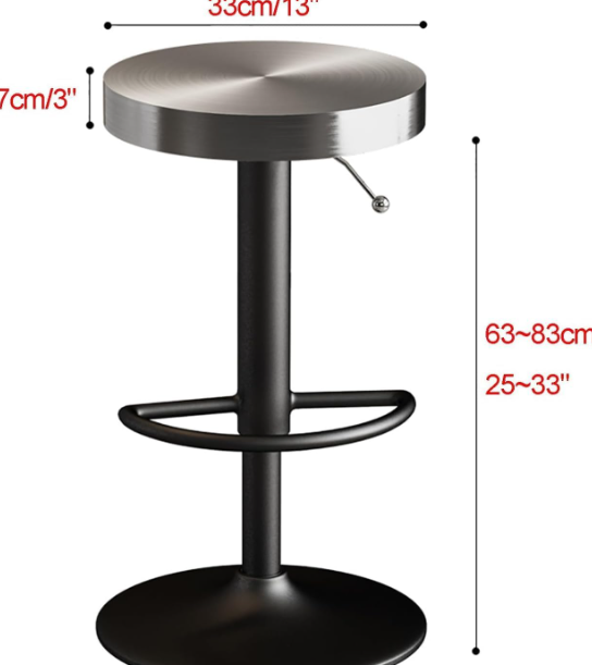 Bar Stool Adjustable – Industrial Backless Swivel Bar Chair
