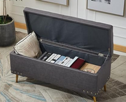 Faux Leather Ottoman Bench with Hidden Storage – Upholstered Flip-Top Footstool